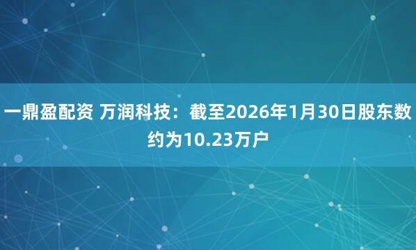 一鼎盈配资 万润科技：截至2026年1月30日股东数约为10.23万户