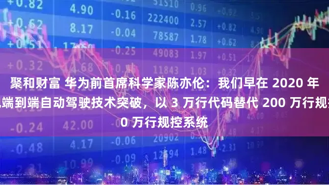 聚和财富 华为前首席科学家陈亦伦：我们早在 2020 年就实现端到端自动驾驶技术突破，以 3 万行代码替代 200 万行规控系统