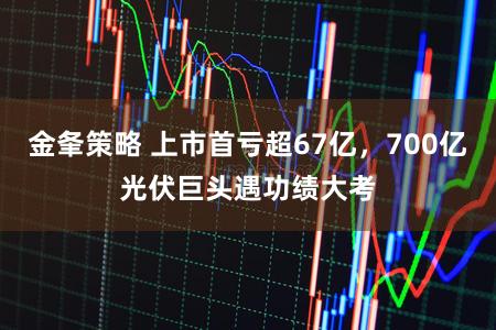 金夆策略 上市首亏超67亿，700亿光伏巨头遇功绩大考