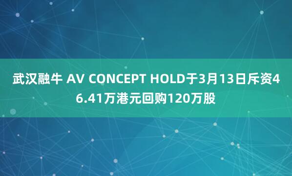 武汉融牛 AV CONCEPT HOLD于3月13日斥资46.41万港元回购120万股