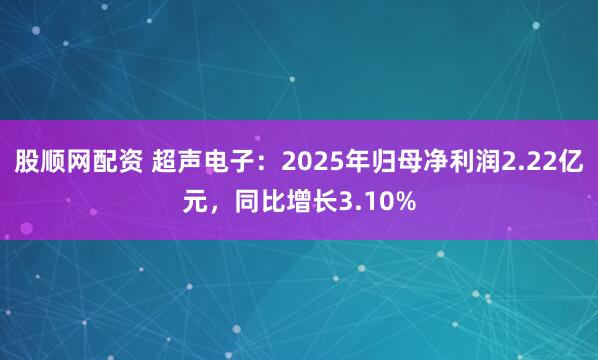 股顺网配资 超声电子：2025年归母净利润2.22亿元，同比增长3.10%