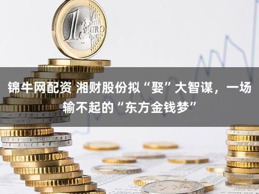 锦牛网配资 湘财股份拟“娶”大智谋，一场输不起的“东方金钱梦”