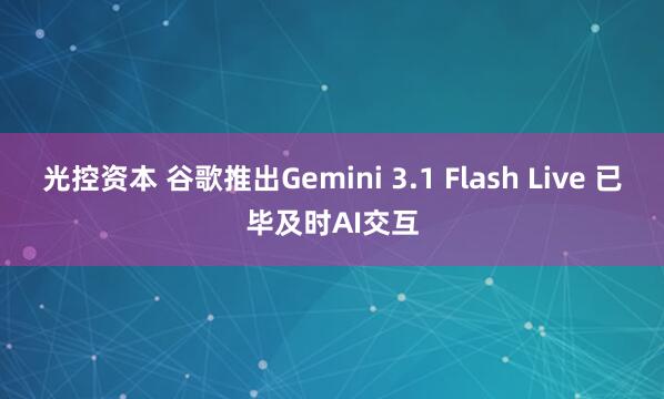 光控资本 谷歌推出Gemini 3.1 Flash Live 已毕及时AI交互
