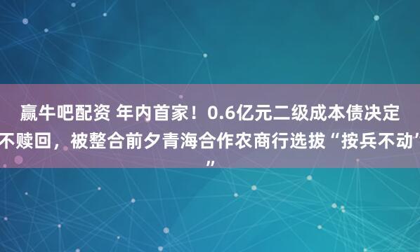 赢牛吧配资 年内首家！0.6亿元二级成本债决定不赎回，被整合前夕青海合作农商行选拔“按兵不动”