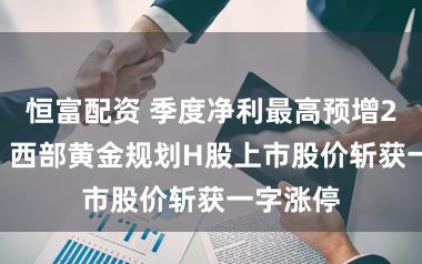 恒富配资 季度净利最高预增2261%!西部黄金规划H股上市股价斩获一字涨停