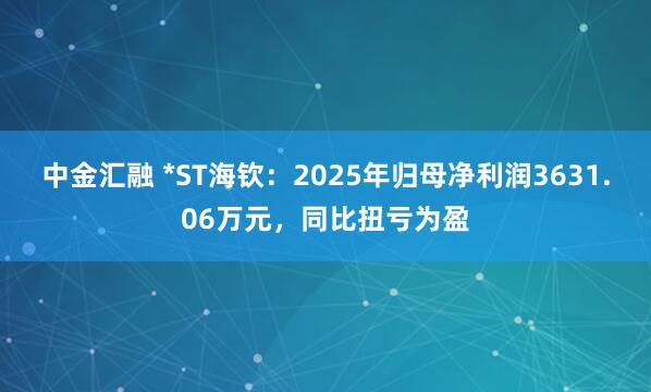 中金汇融 *ST海钦:2025年归母净利润3631.06万元,同比扭亏为盈